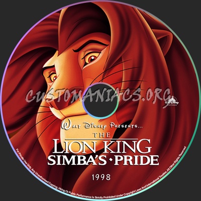 The Lion King 2 Simba's Pride - 1998 dvd label