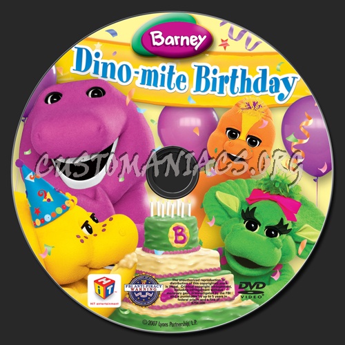 Barney Dino-mite Birthday dvd label