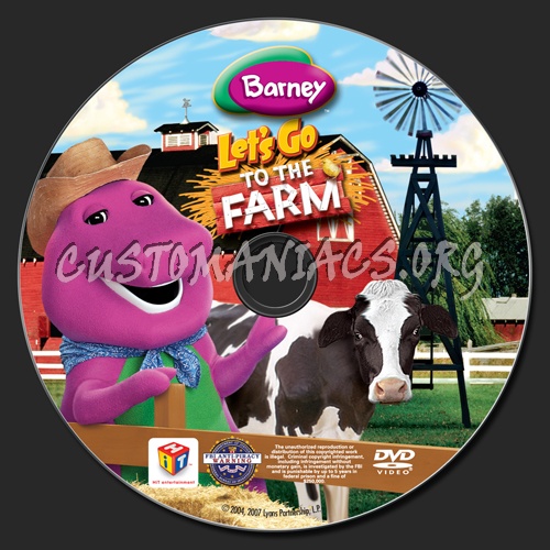 Barney Let's Go to the Farm dvd label