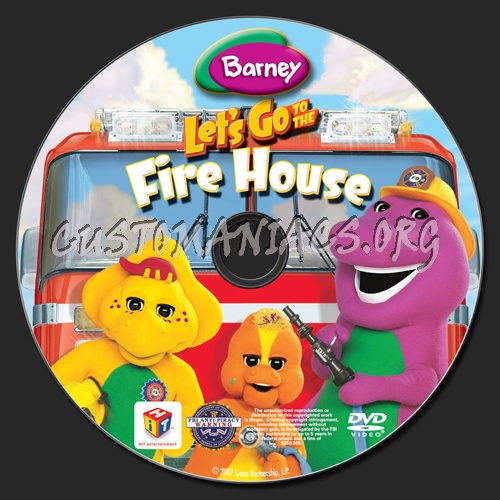 Barney Let's go to the Fire House dvd label