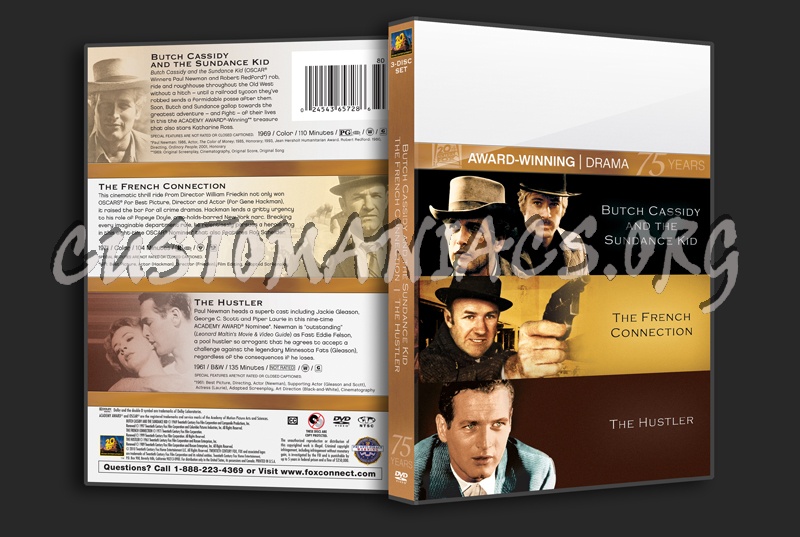 Butch Cassidy and the Sundance Kid / The French Connection / The Hustler dvd cover
