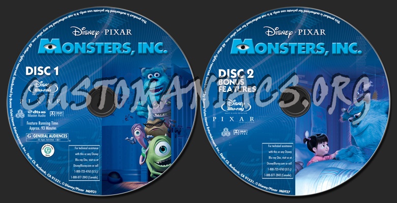 Monsters, Inc blu-ray label