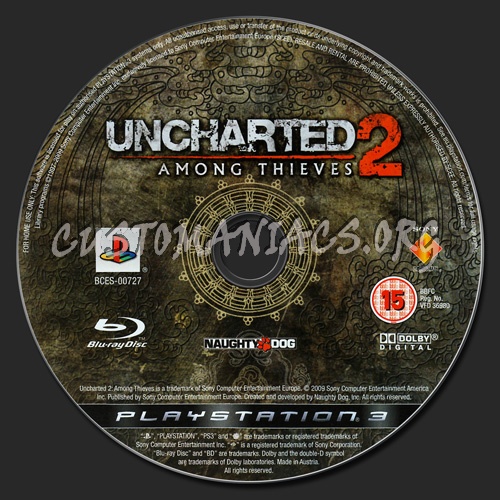 Uncharted 2 Among Thieves dvd label