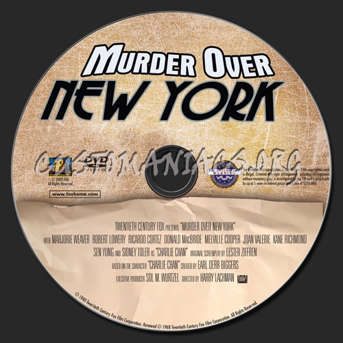 Charlie Chan Murder over New York dvd label