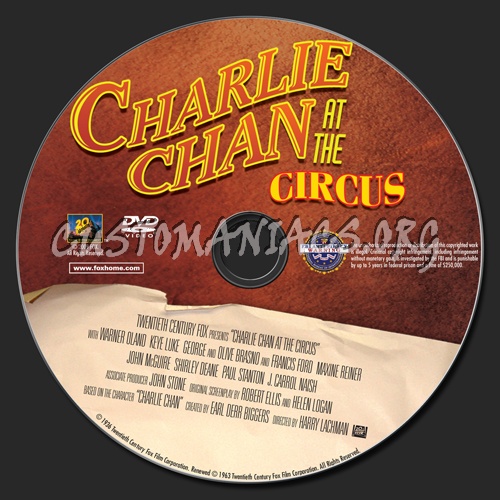 Charlie Chan at the Circus dvd label