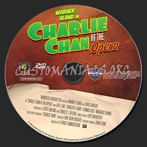 Charlie Chan at the Opera dvd label