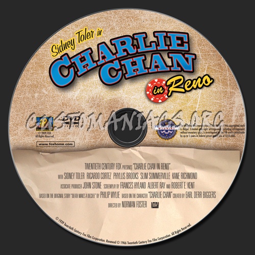 Charlie Chan in Reno dvd label