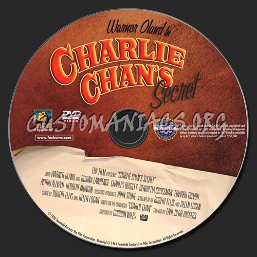 Charlie Chan's Secret . dvd label