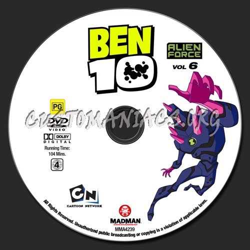 Ben 10 - Alien Force Volume 6 dvd label