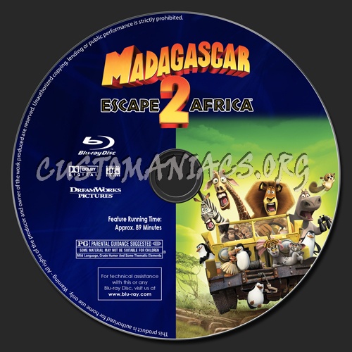 Madagascar Escape 2 Africa blu-ray label