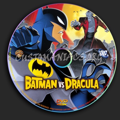 The Batman Vs Dracula dvd label