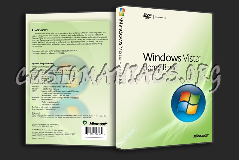 Windows Vista Home Basic dvd cover