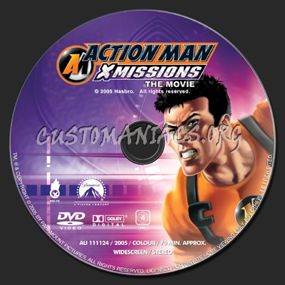 Action Man X Missions The Movie dvd label