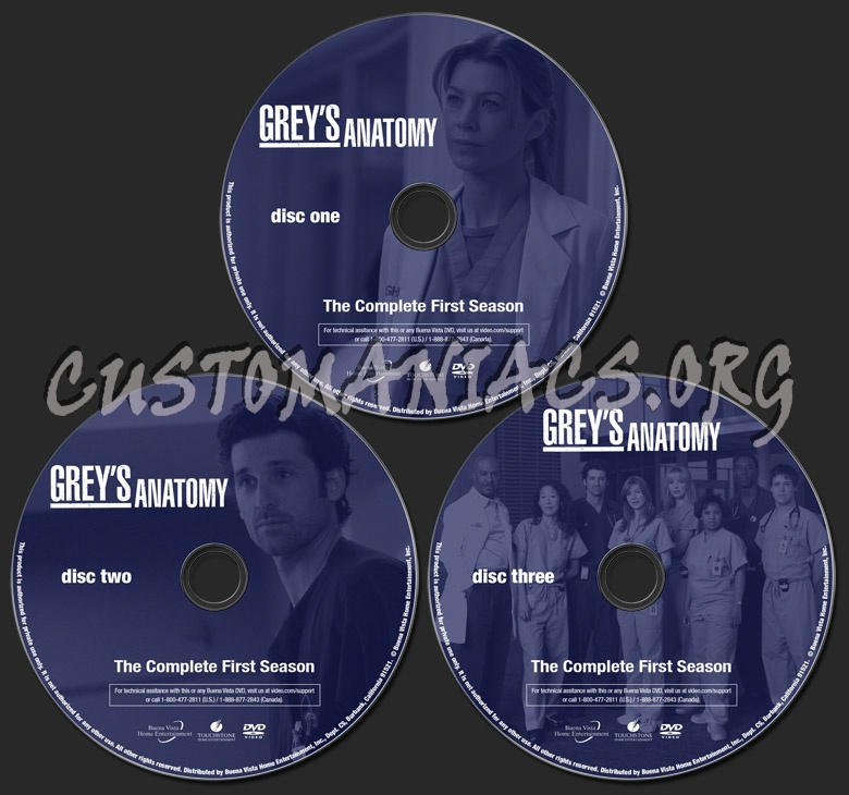 Grey's Anatomy Seasons 1 & 2 dvd label