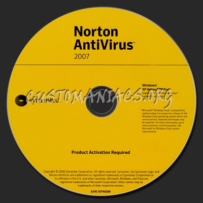 Norton AntiVirus 2007 dvd label