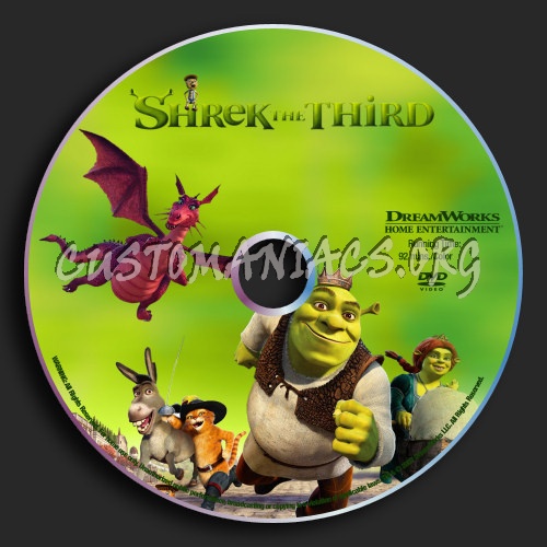 Shrek The Third dvd label