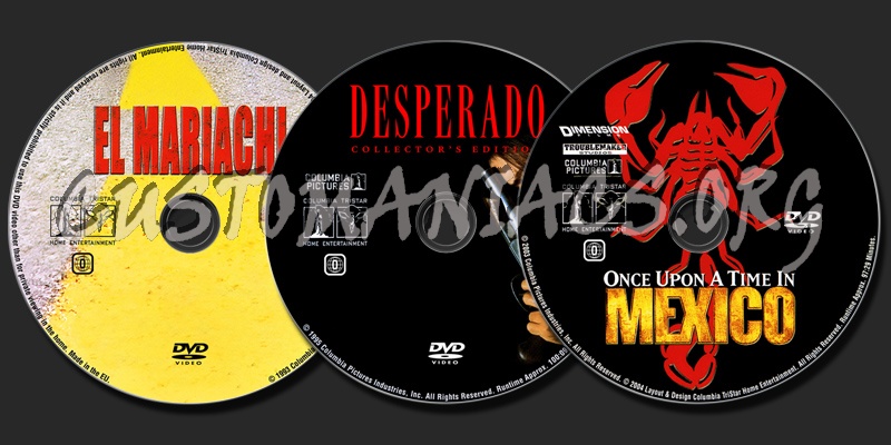 Desperado / El Mariachi / Once Upon a Time in Mexico dvd label