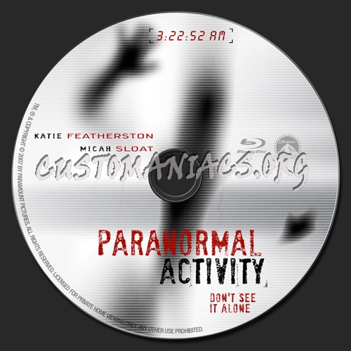 Paranormal Activity blu-ray label