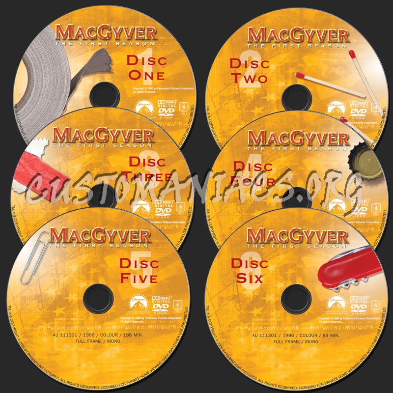 MacGyver Season 1 dvd label