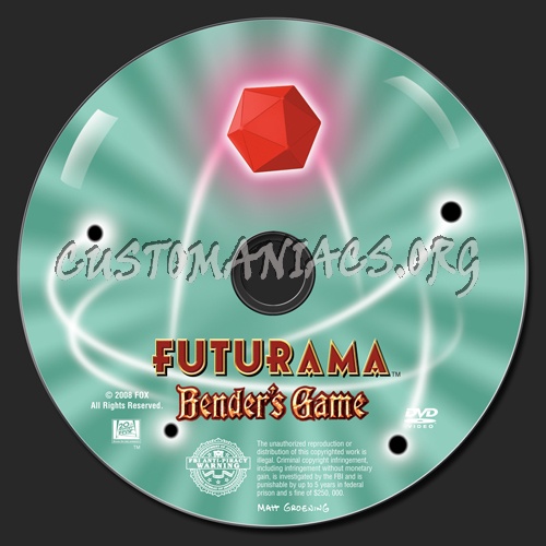Futurama Bender's Game dvd label