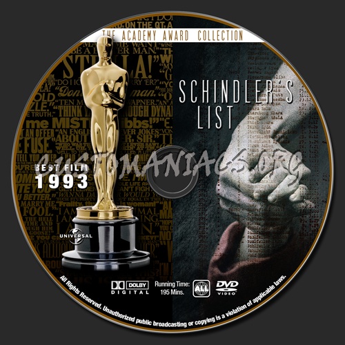 Academy Awards Collection - Schindler's List dvd label