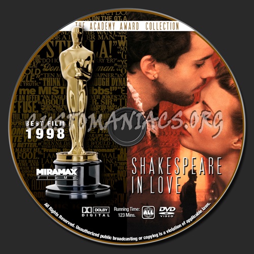 Academy Awards Collection - Shakespeare In Love dvd label