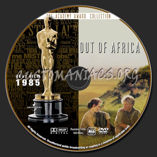 Academy Awards Collection - Out Of Africa dvd label