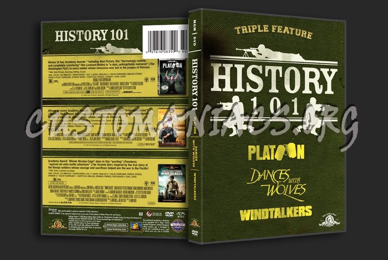 History 101: Platoon / Dances With Wolves / Windtalkers dvd cover