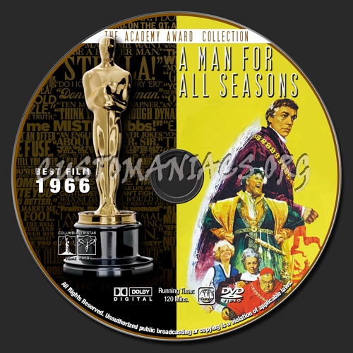 Academy Awards Collection - A Man For All Seasons dvd label