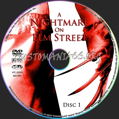 A nightmare on Elm Street dvd label