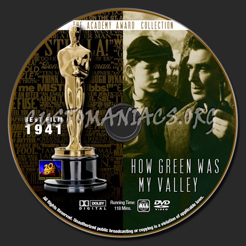 Academy Awards Collection - How Green Was My Valley dvd label