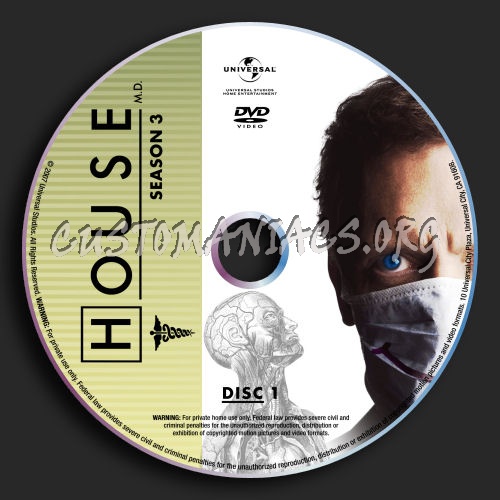 House Season 3 dvd label