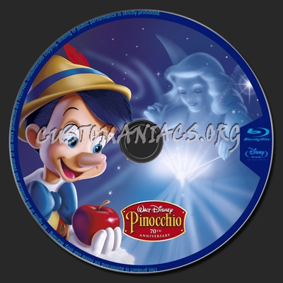 Pinocchio 70th Anniversary Edition blu-ray label