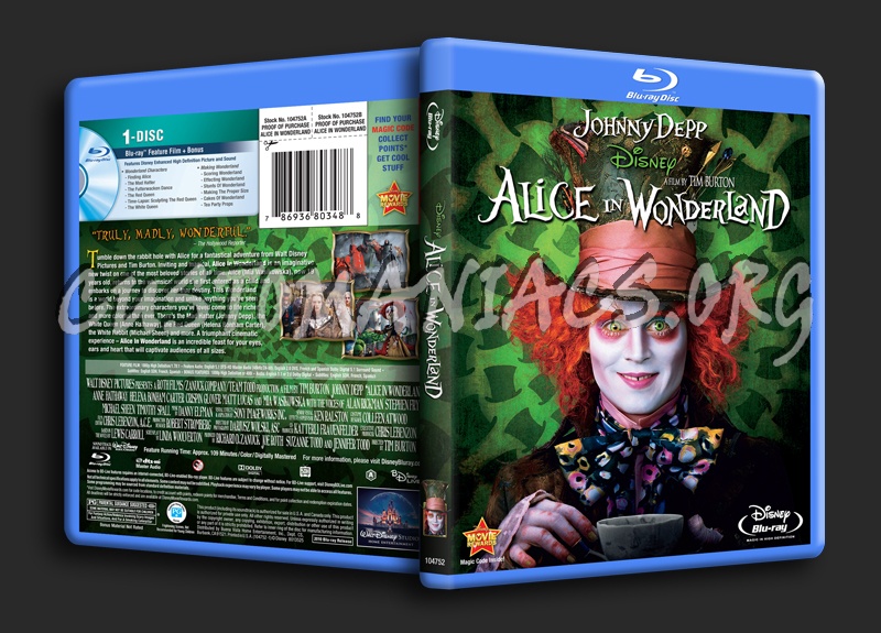 Alice in Wonderland blu-ray cover