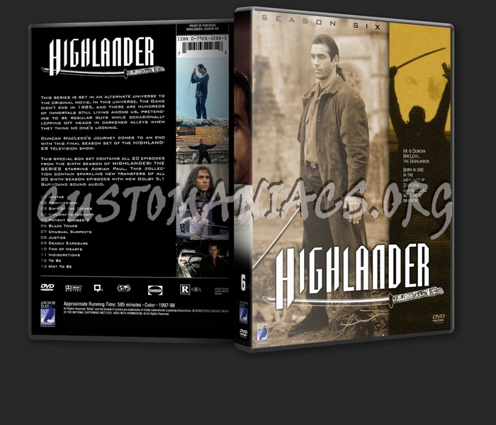 Highlander Seasons 1 - 6 dvd cover