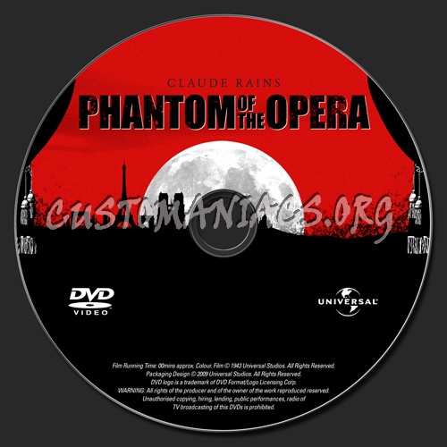 Phantom of the Opera (1943) dvd label
