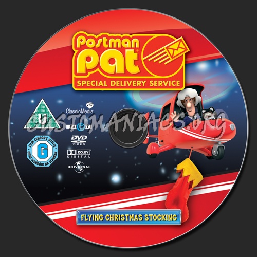 Postman Pat Flying Christmas Stocking dvd label