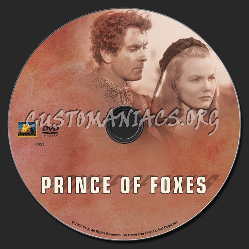 Prince of Foxes dvd label