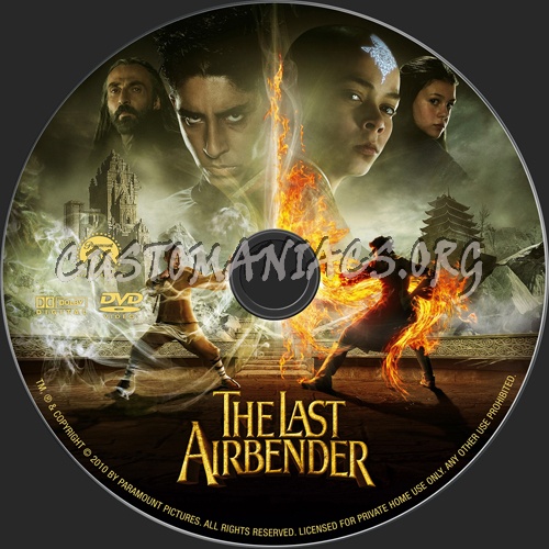 The Last Airbender dvd label