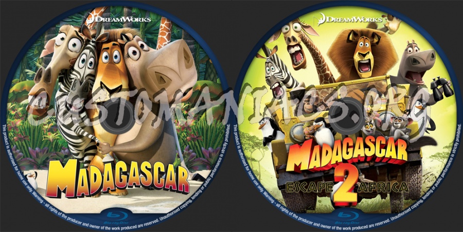 Madagascar 1 and 2 blu-ray label