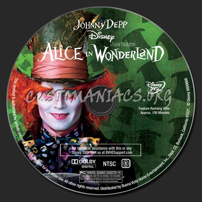 Alice In Wonderland dvd label