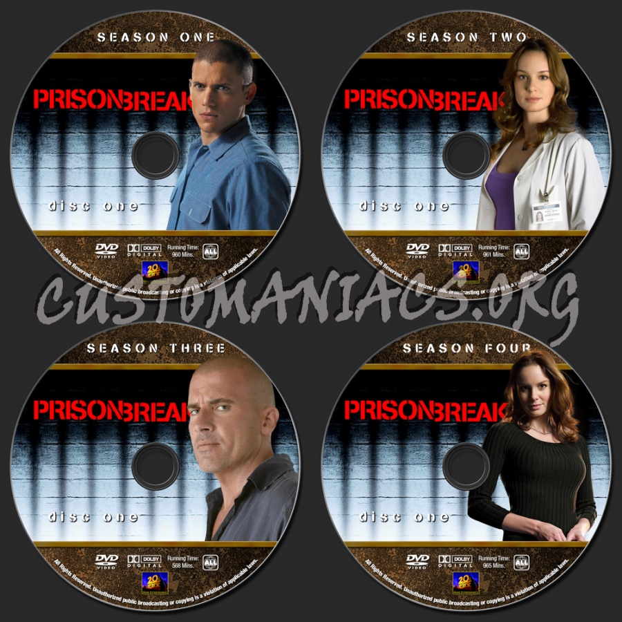 Prison Break 1 - 4 dvd label