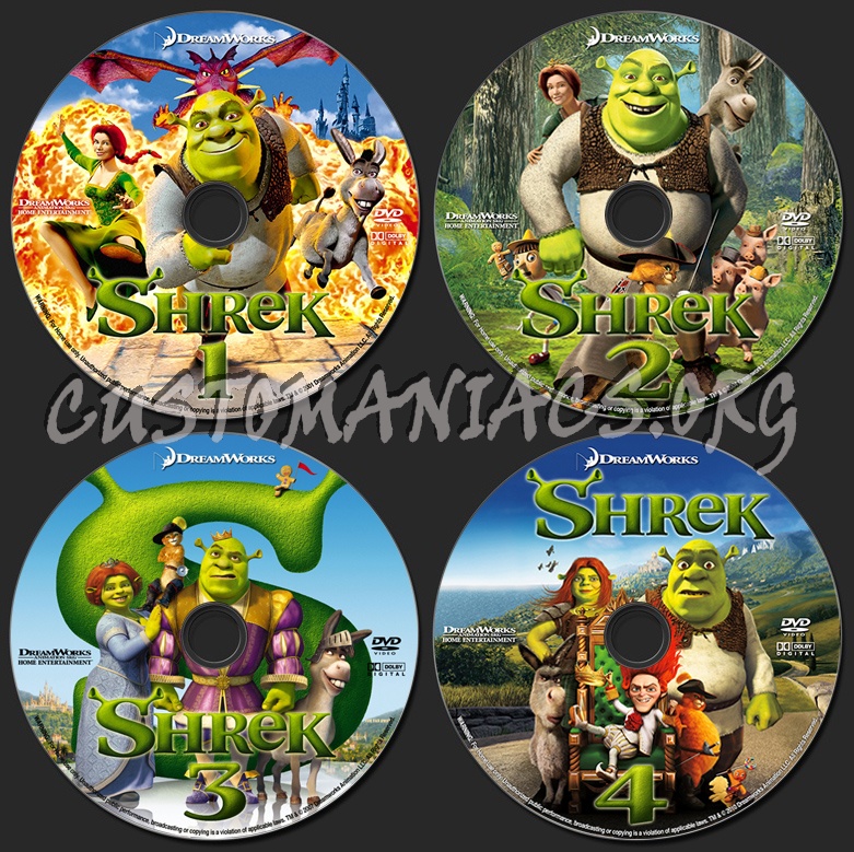 Shrek 1-4 Collection dvd label