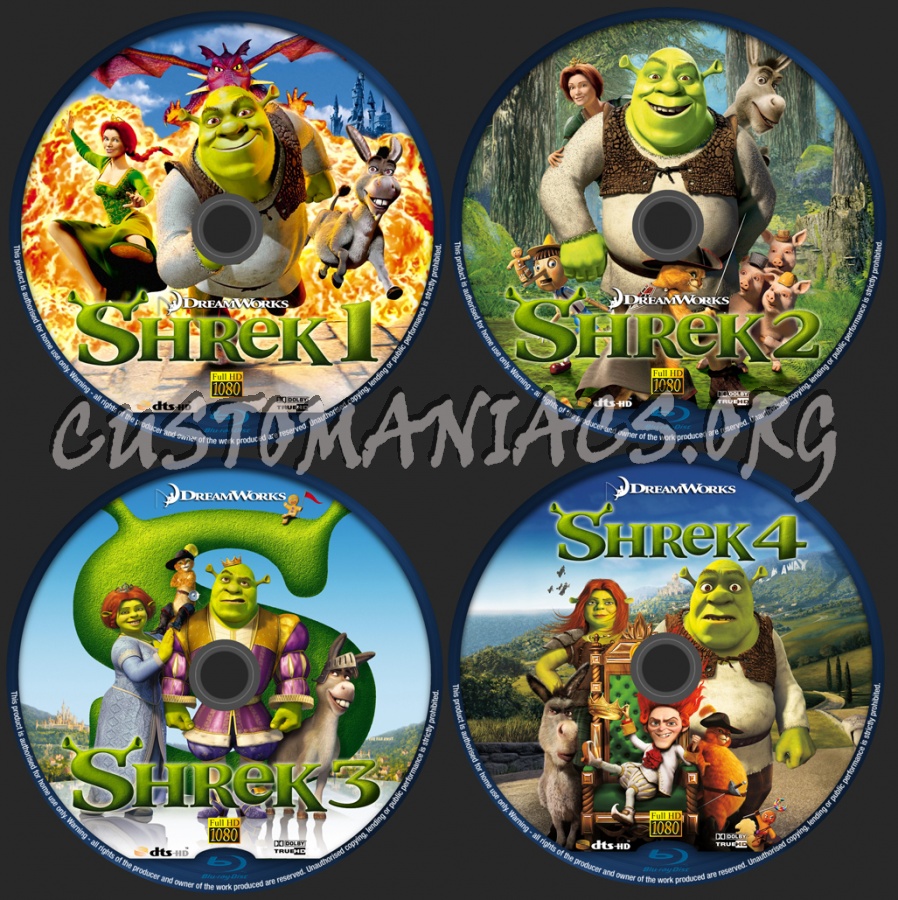 Shrek 1-4 Collection blu-ray label