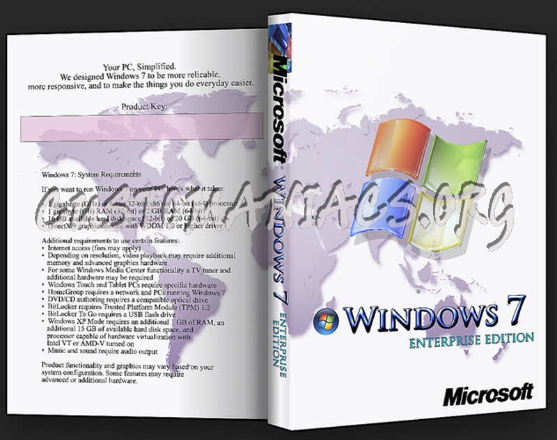 Windows 7 Enterprise Edition dvd cover