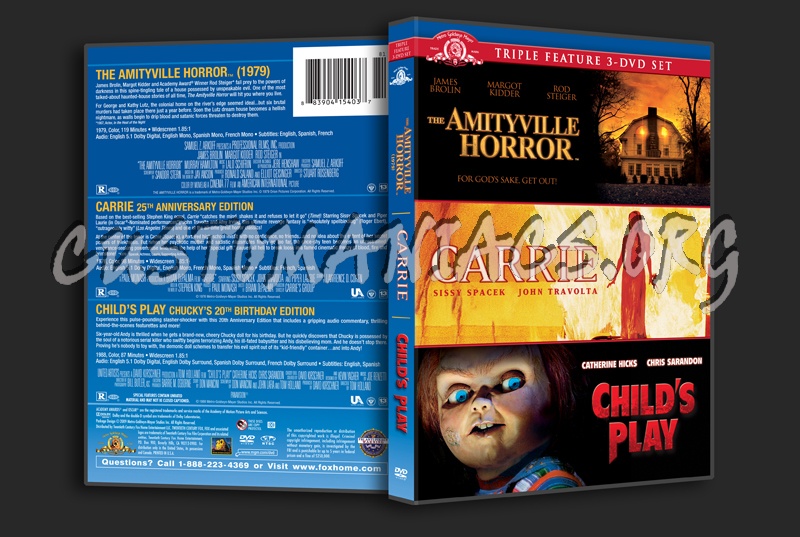 The Amityville Horror / Carrie / Child's Play dvd cover