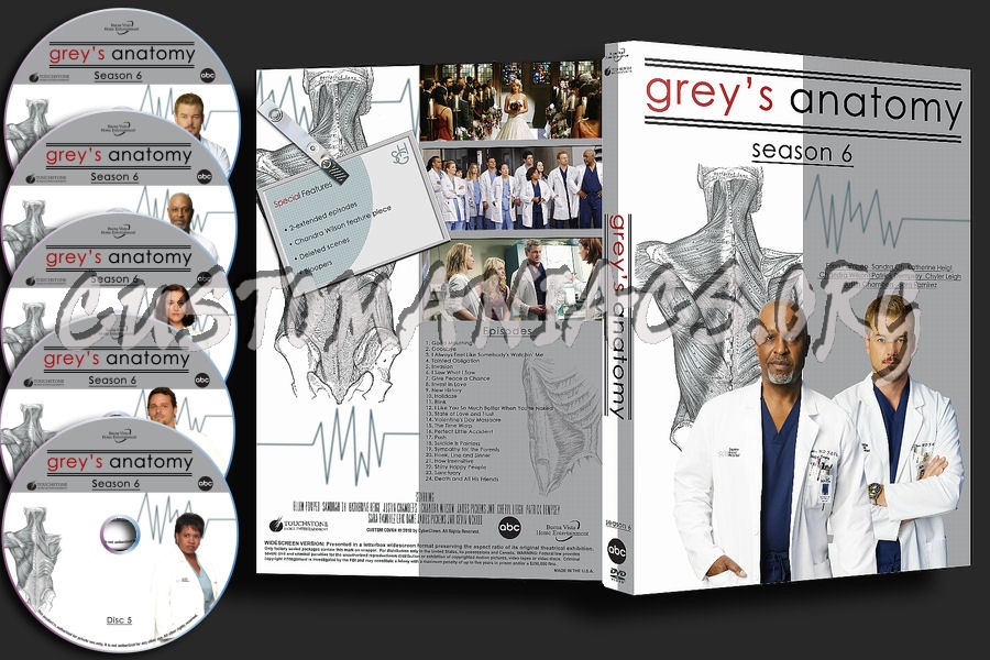 Grey's Anatomy Seasons 1-6 Single Amaray dvd cover