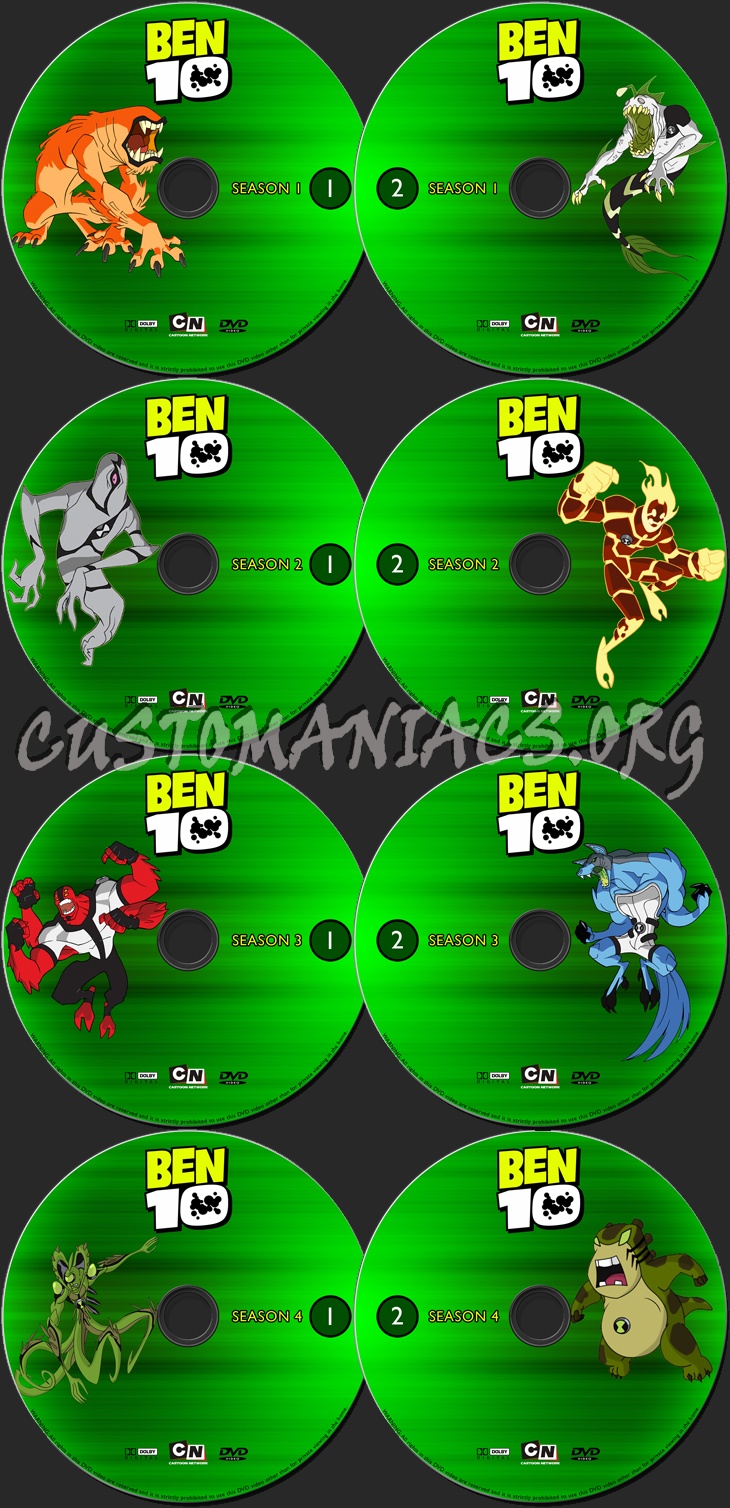 Ben 10 Complete Season 1-4 dvd label