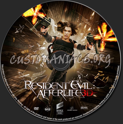 Resident Evil Afterlife 3D dvd label