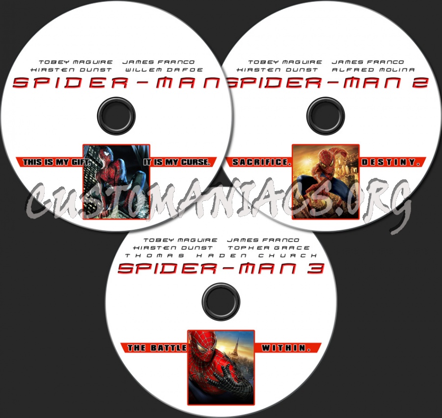 Spider-Man 1-3 dvd label
